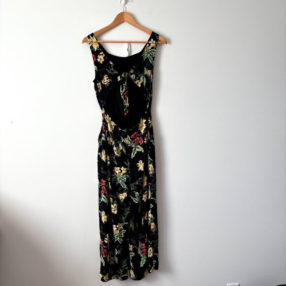 Aritzia Wilfred Ecoulement Jumpsuit Tie Back Black Tropical Floral Size 2 - Picture 4 of 6